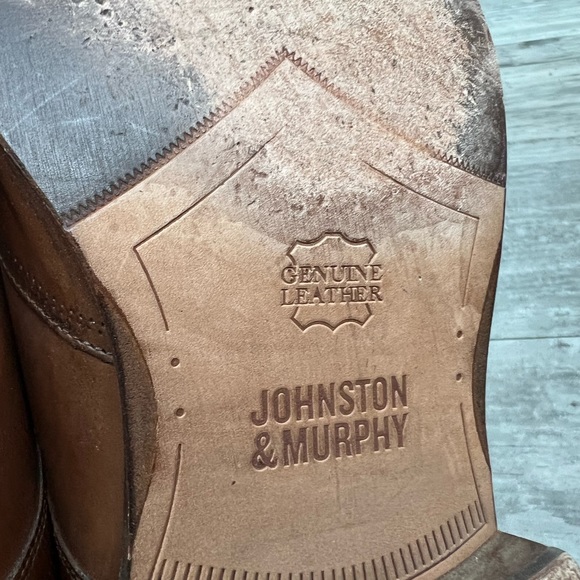 Johnston & Murphy Burnished Walnut Tan Wingtip Derbys 12 M - Picture 8 of 10